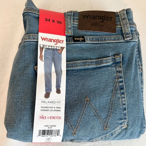 Wrangler Men's Jeans Size 34X30 Blue Free To Stretch Relax Fit Casual Denim NEW - Picture 16 of 16